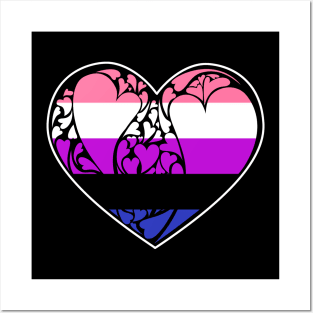 Genderfluid Flag LGBT+ Heart Posters and Art